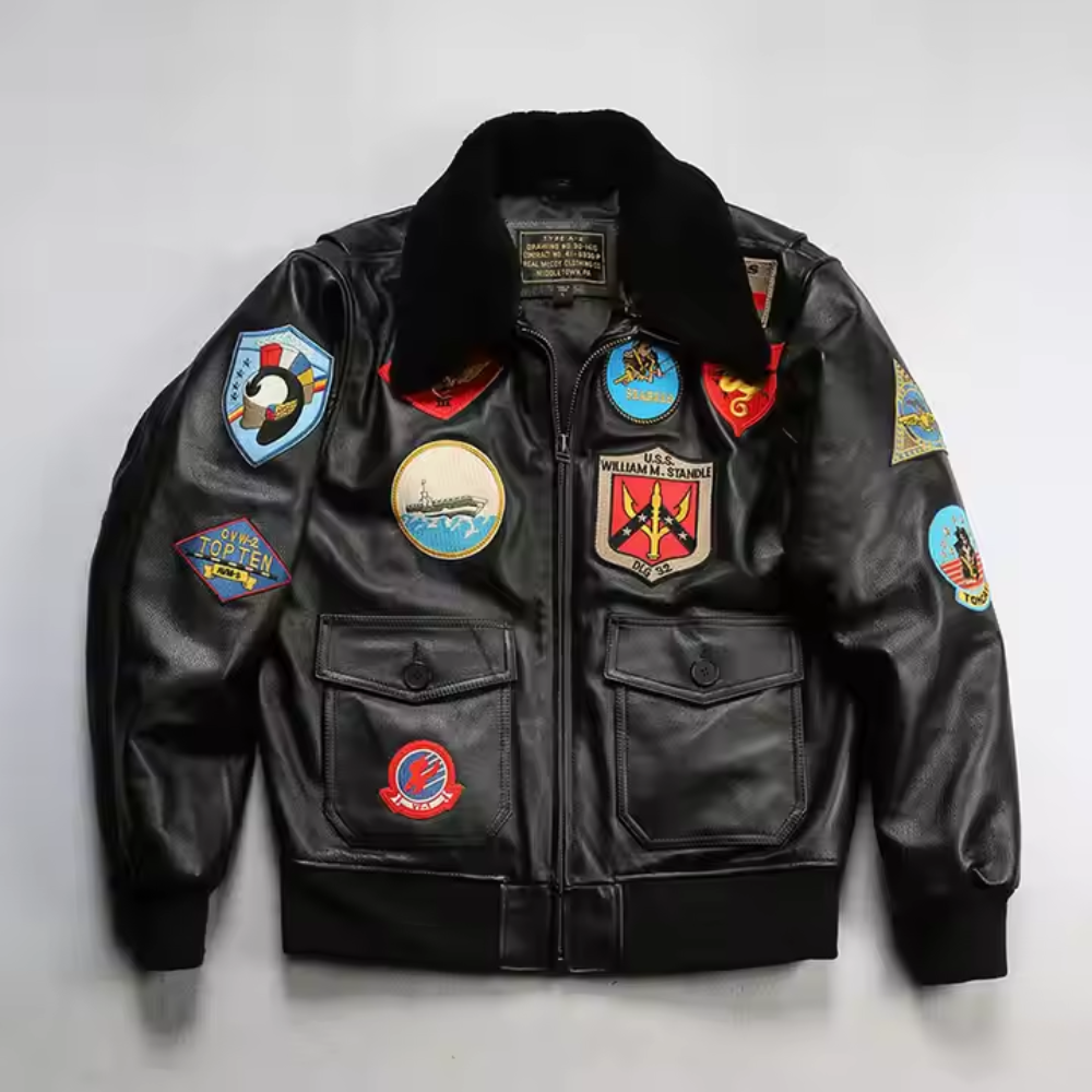 George Black Leather Bomber Jacket